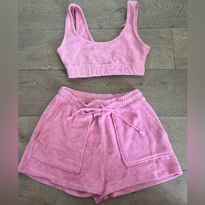 Zara 2 Pc Pink Terry Shorts Set
